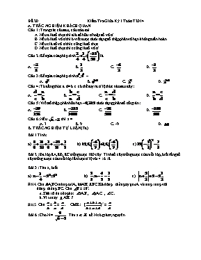 Kiểm tra giữa kỳ 1  Toán 7 (Đề 20)